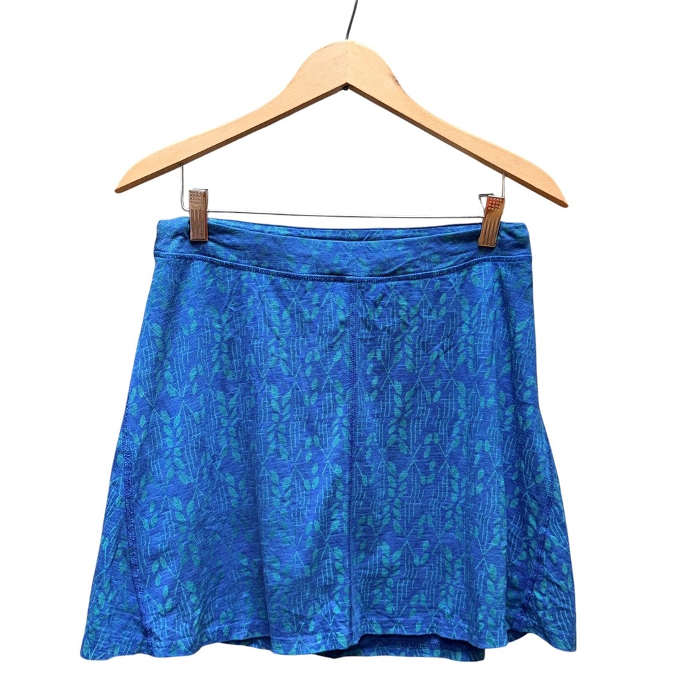 Toad&Co Skort Womens S Blue Green Leaf Print Chaka Athletic Hiking Eco Friendly